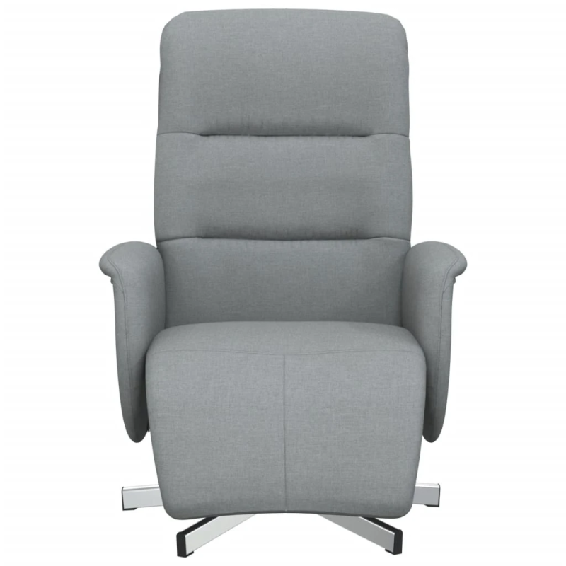 vidaXL krēsls ar kāju balstu, atgāžams, gaiši pelēks audums