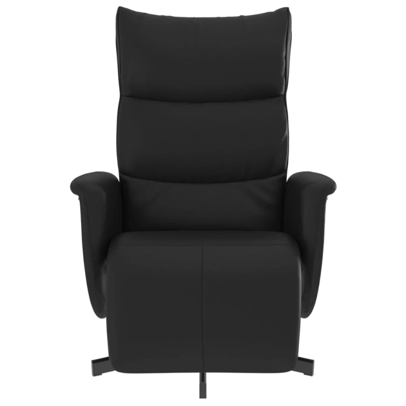 vidaXL atpūtas krēsls ar kāju balstu, atgāžams, melna mākslīgā āda