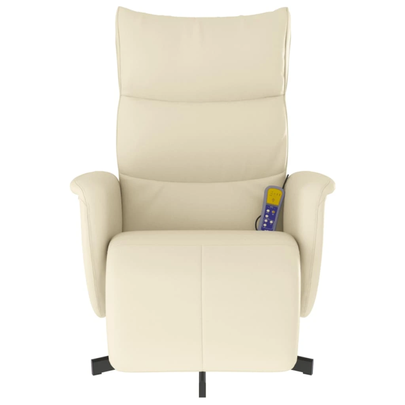 vidaXL masāžas krēsls ar kāju balstu, atgāžams, bēša mākslīgā āda