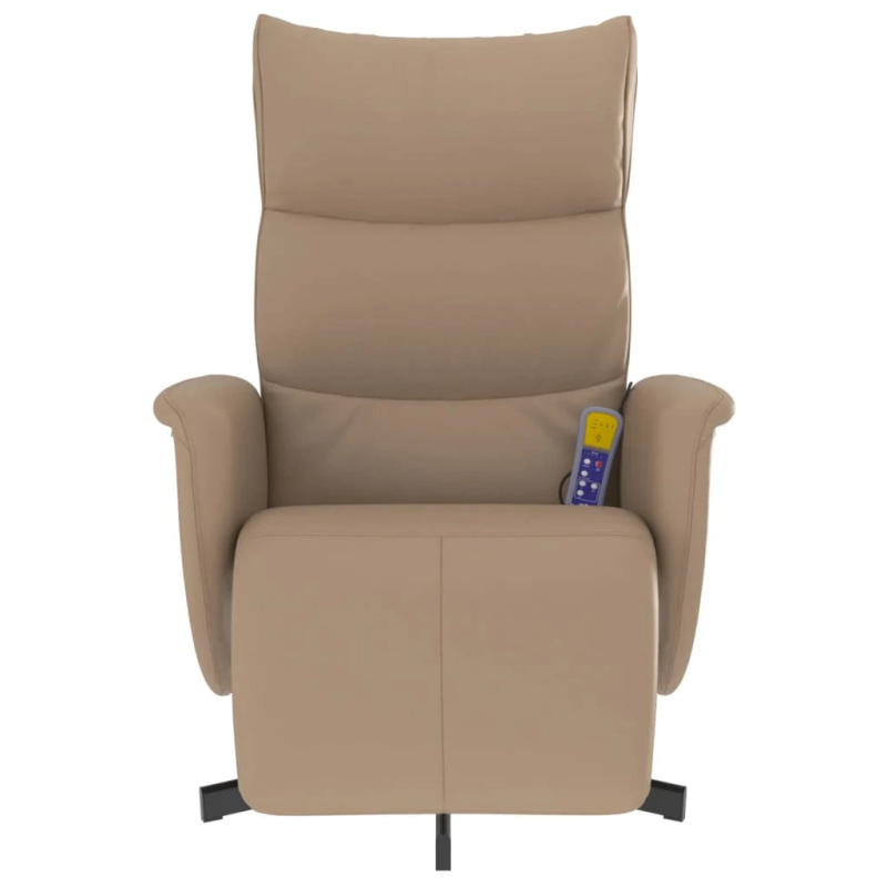 vidaXL masāžas krēsls ar kāju balstu, kapučīno krāsas mākslīgā āda