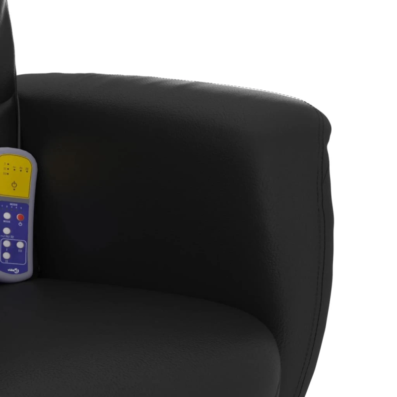 vidaXL masāžas krēsls ar kāju soliņu, atgāžams, melna mākslīgā āda