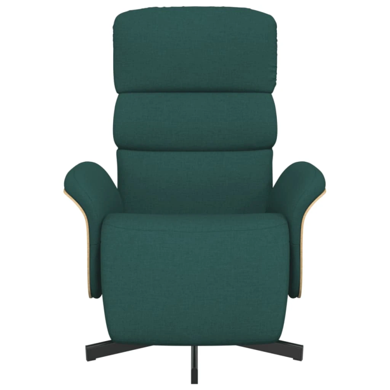 vidaXL krēsls ar kāju balstu, atgāžams, tumši zaļš audums