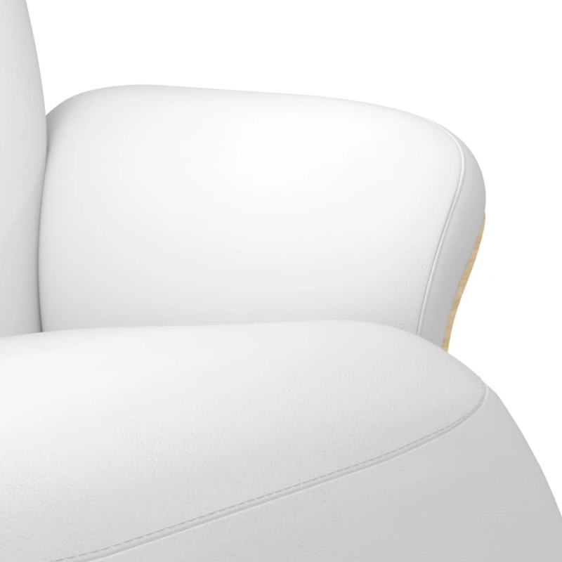 vidaXL atpūtas krēsls ar kāju balstu, atgāžams, balta mākslīgā āda