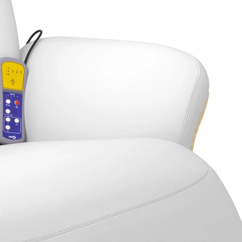 vidaXL masāžas krēsls ar kāju balstu, atgāžams, balta mākslīgā āda