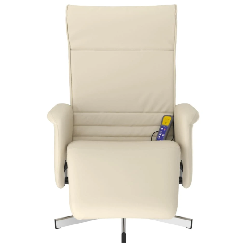 vidaXL masāžas krēsls ar kāju balstu, atgāžams, bēša mākslīgā āda