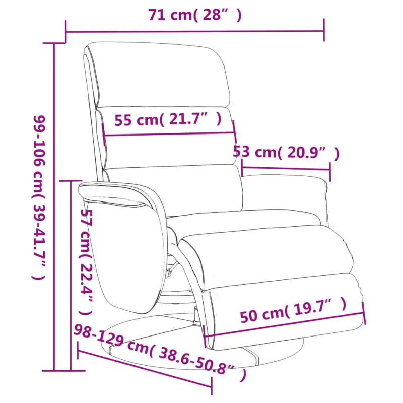 vidaXL atpūtas krēsls ar kāju balstu, kapučīno krāsas mākslīgā āda