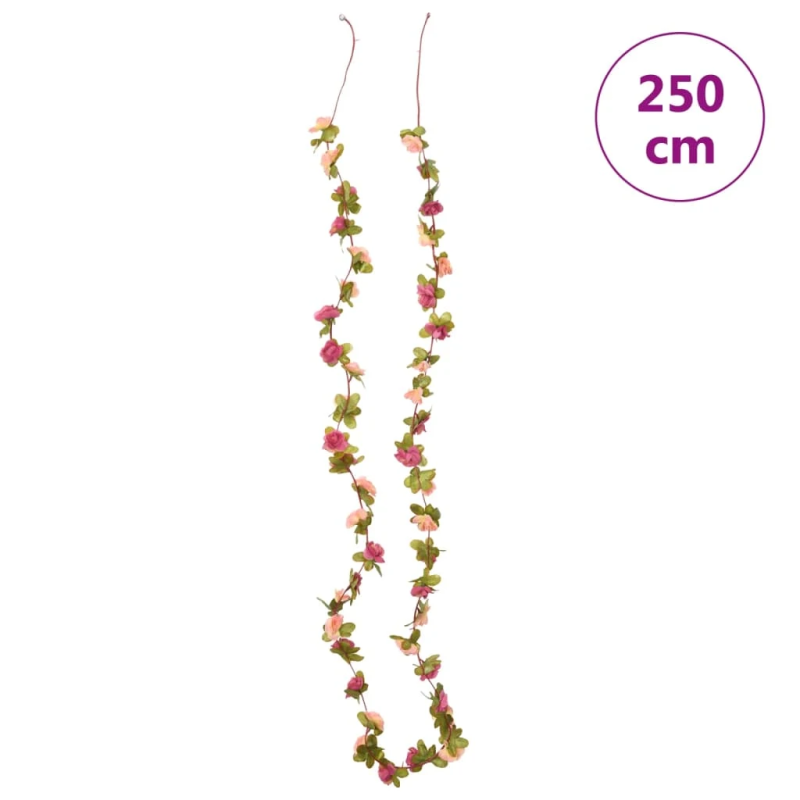 vidaXL Ziemassvētku ziedu vītnes, 6 gab., rozīgi sārtas, 250 cm