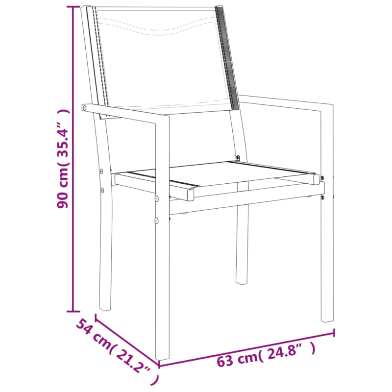 vidaXL 3-daļīgs dārza mēbeļu komplekts, tekstilēns un tērauds, melns