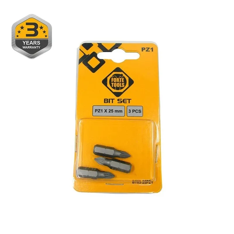 Skrūvgriežu uzgaļu komplekts Forte Tools BT03-25PZ1, PZ1, 25 mm