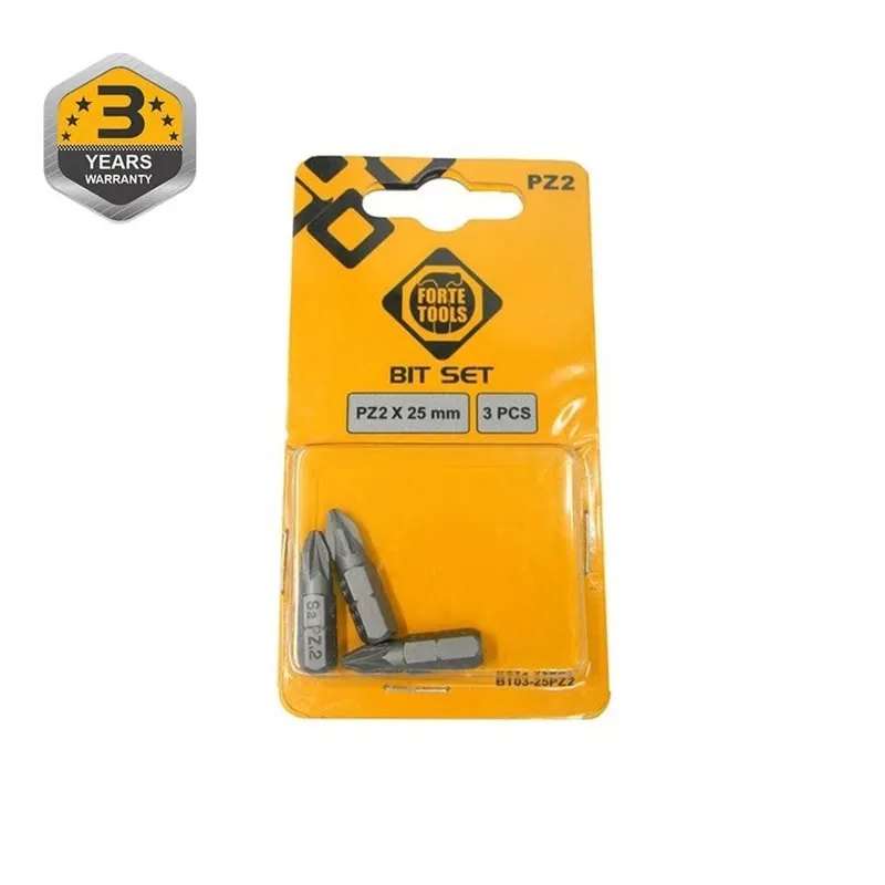 Skrūvgriežu uzgaļu komplekts Forte Tools BT03-25PZ2, PZ2, 25 mm