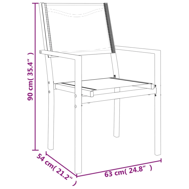 vidaXL 3-daļīgs dārza mēbeļu komplekts, tekstilēns un tērauds, melns