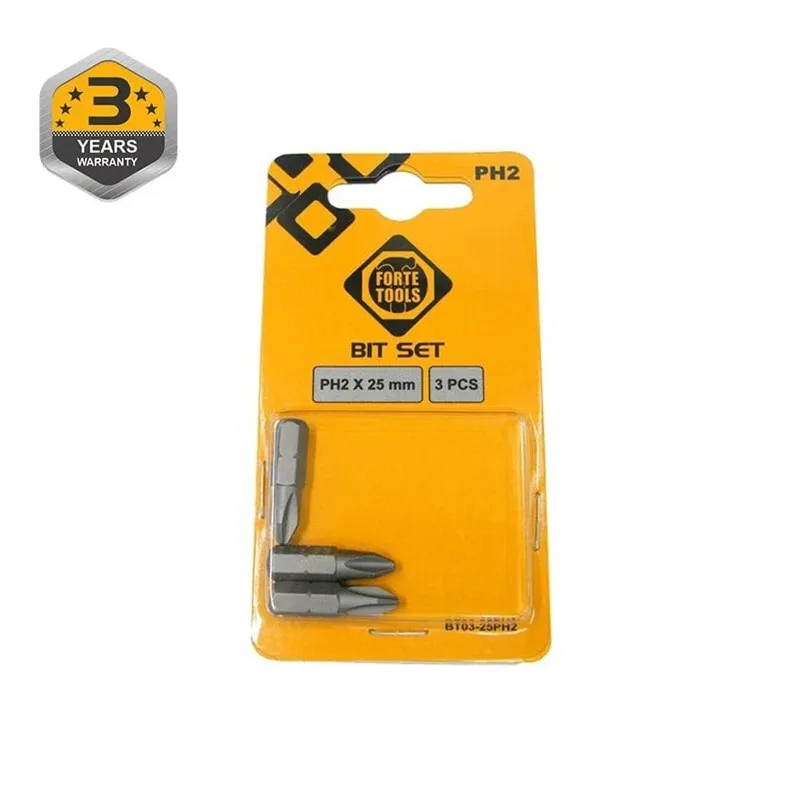 Skrūvgriežu uzgaļu komplekts Forte Tools BT03-25PH2, PH2, 25 mm