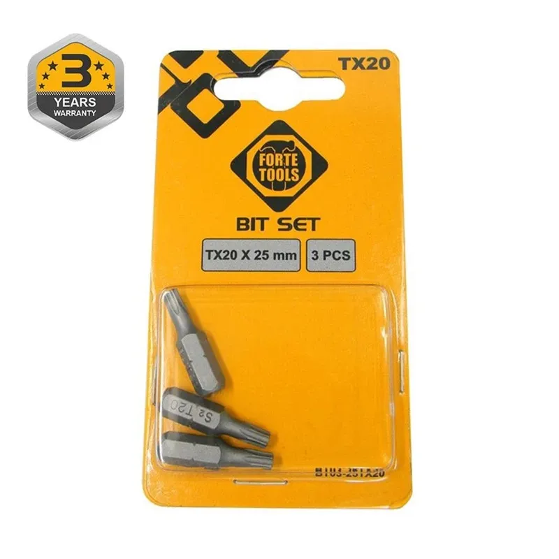 Skrūvgriežu uzgaļu komplekts Forte Tools BT03-25TX20, TX20, 25 mm