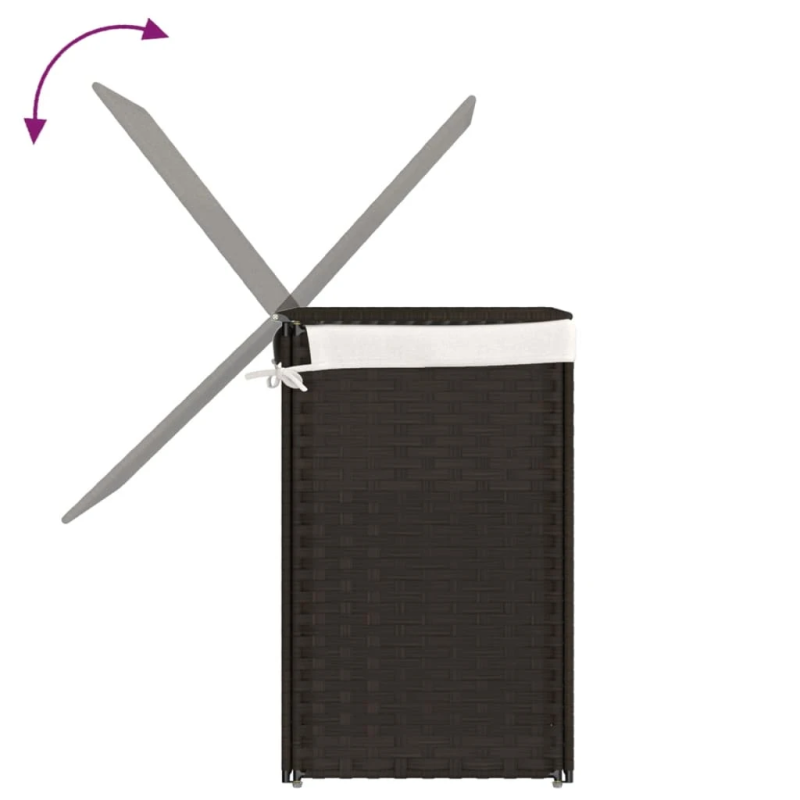 vidaXL veļas grozs, 2 nodalījumi, 53x35x57 cm, tumši brūna PE