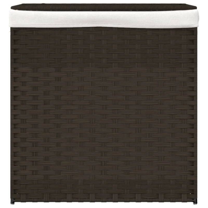 vidaXL veļas grozs, 2 nodalījumi, 53x35x57 cm, tumši brūna PE