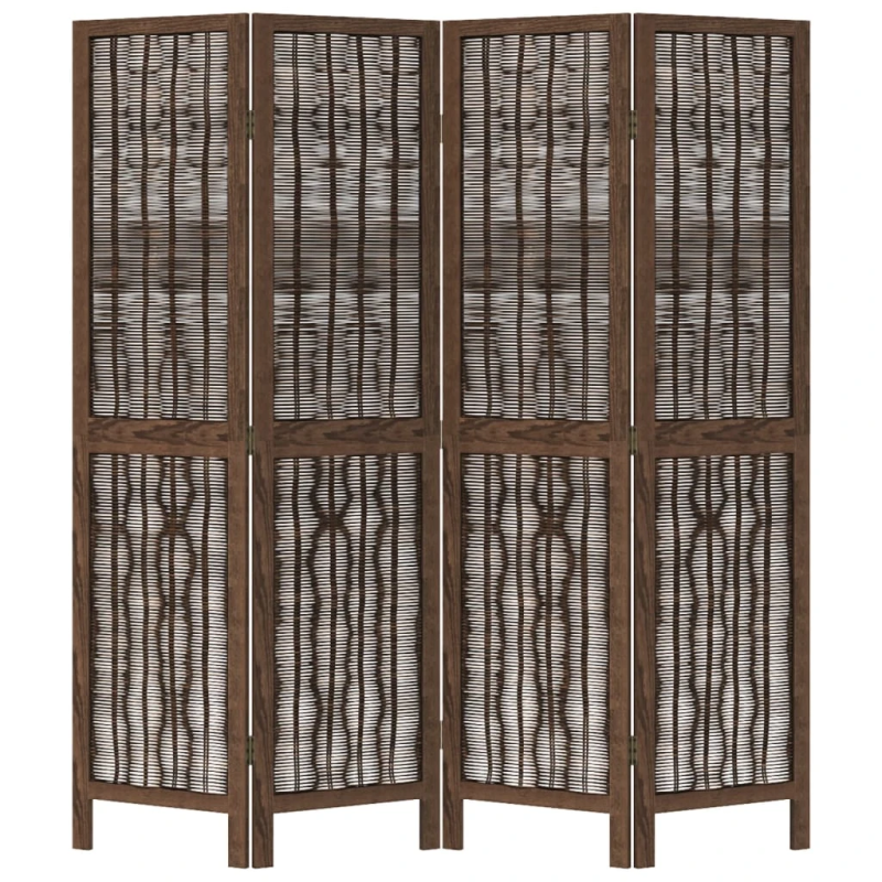vidaXL 4-paneļu istabas aizslietnis, tumši brūns, paulonijas masīvkoks