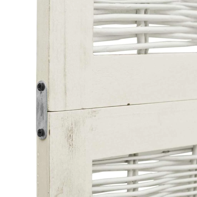 vidaXL 4-paneļu istabas aizslietnis, balts, paulonijas masīvkoks