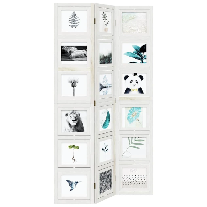 vidaXL 3-paneļu istabas aizslietnis, balts, paulonijas masīvkoks