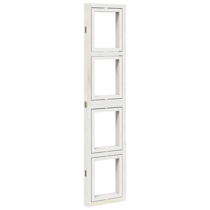 vidaXL 4-paneļu istabas aizslietnis, balts, paulonijas masīvkoks