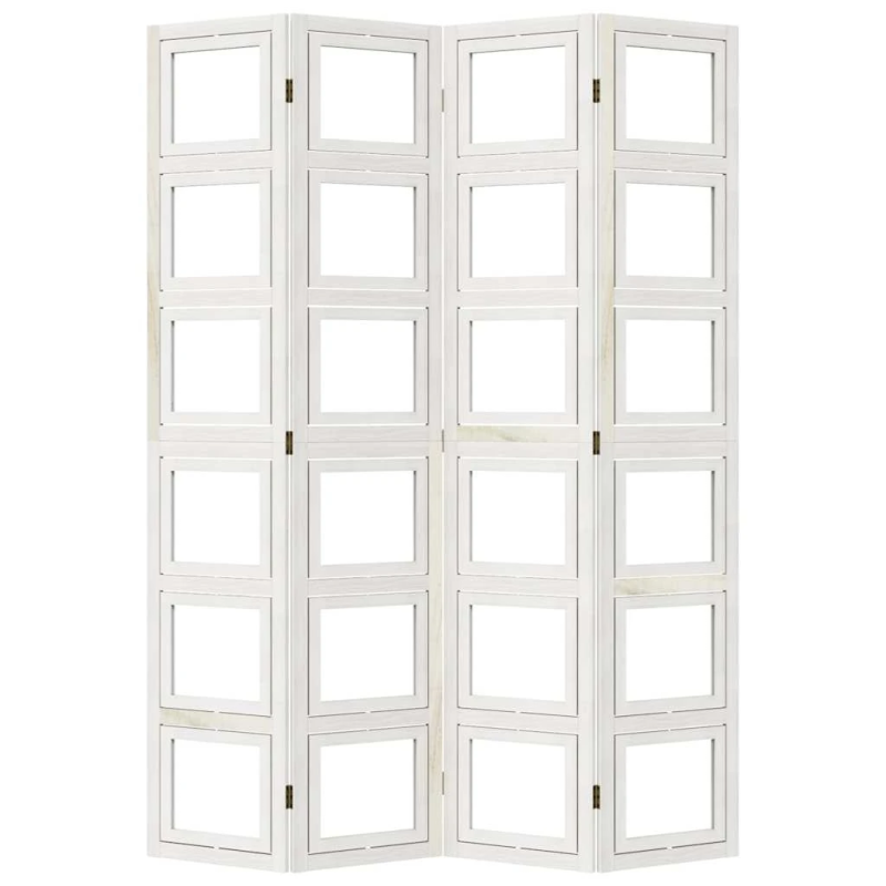 vidaXL 4-paneļu istabas aizslietnis, balts, paulonijas masīvkoks