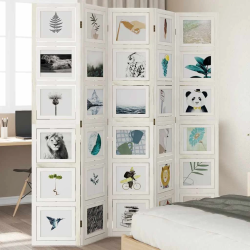 vidaXL 5-paneļu istabas aizslietnis, balts, paulonijas masīvkoks