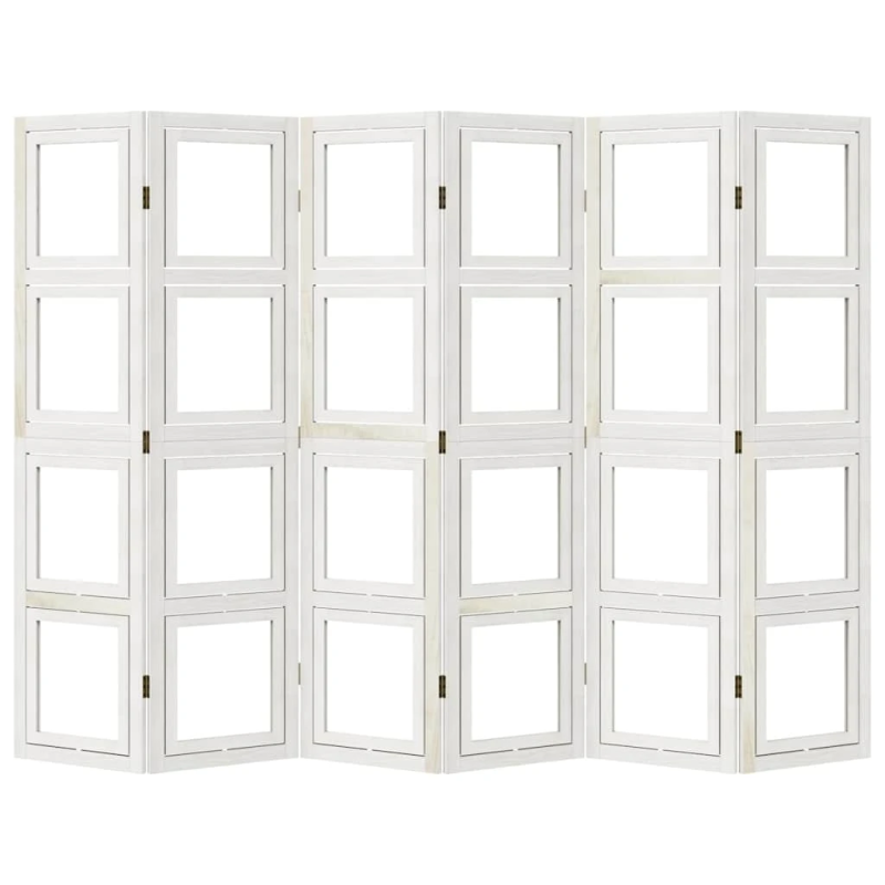 vidaXL 6-paneļu istabas aizslietnis, balts, paulonijas masīvkoks