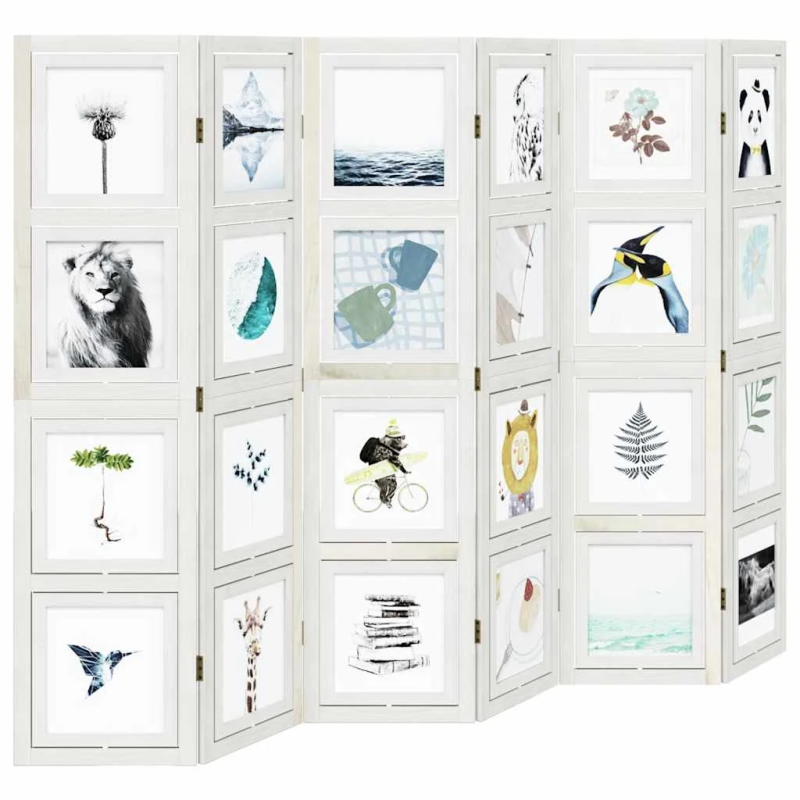 vidaXL 6-paneļu istabas aizslietnis, balts, paulonijas masīvkoks