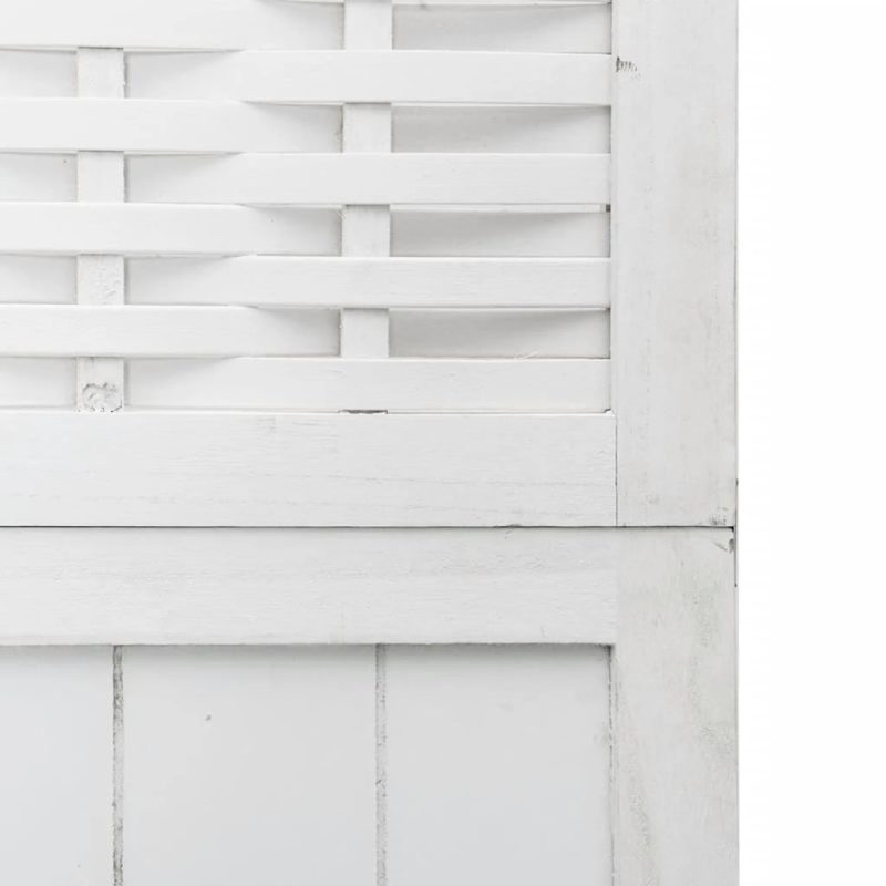 vidaXL 4-paneļu istabas aizslietnis, balts, paulonijas masīvkoks