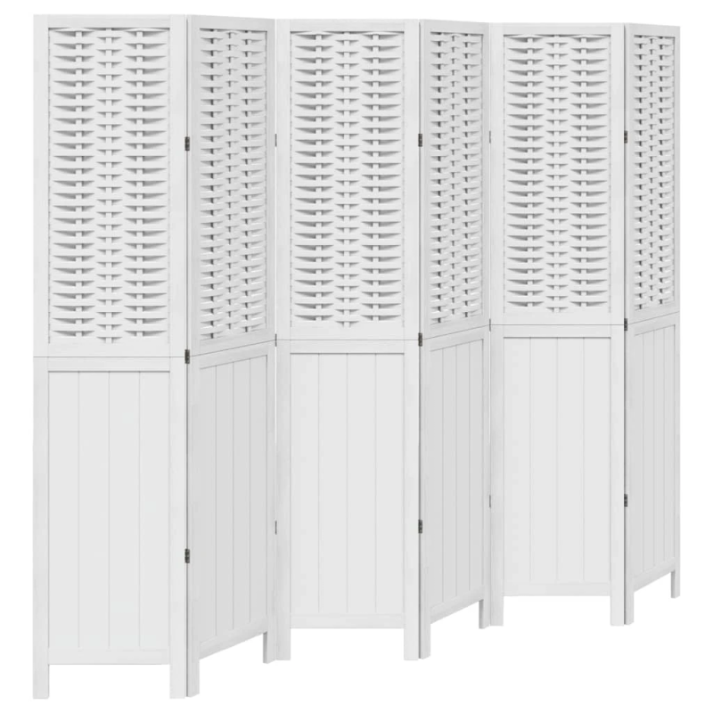 vidaXL 6-paneļu istabas aizslietnis, balts, paulonijas masīvkoks