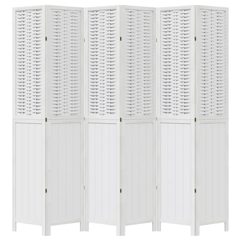 vidaXL 6-paneļu istabas aizslietnis, balts, paulonijas masīvkoks