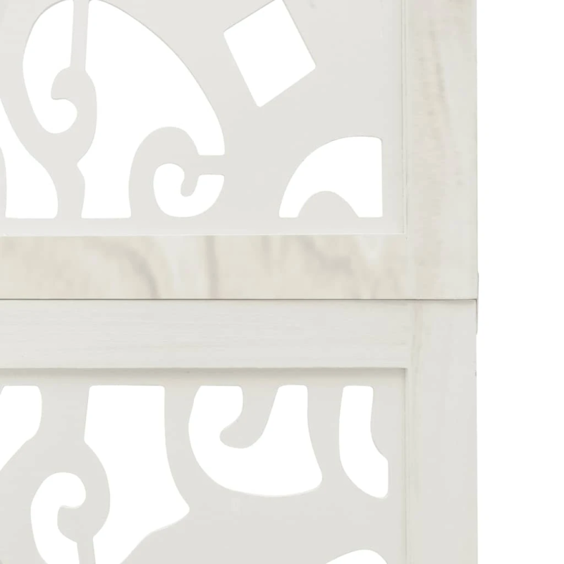 vidaXL 3-paneļu istabas aizslietnis, balts, paulonijas masīvkoks