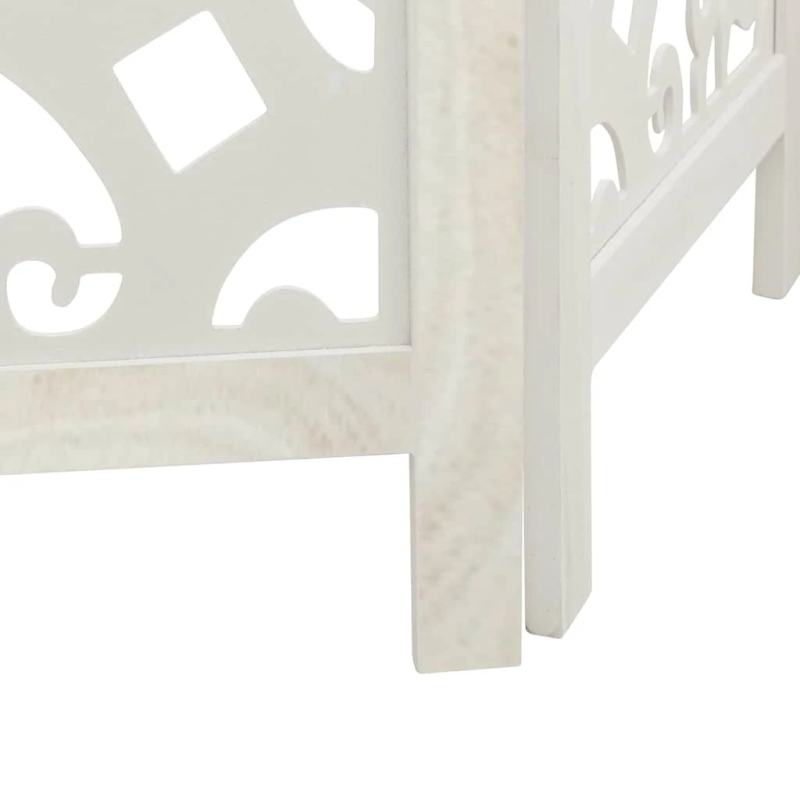 vidaXL 3-paneļu istabas aizslietnis, balts, paulonijas masīvkoks