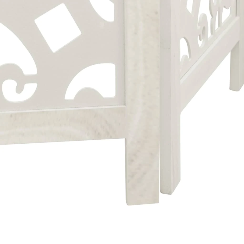 vidaXL 4-paneļu istabas aizslietnis, balts, paulonijas masīvkoks