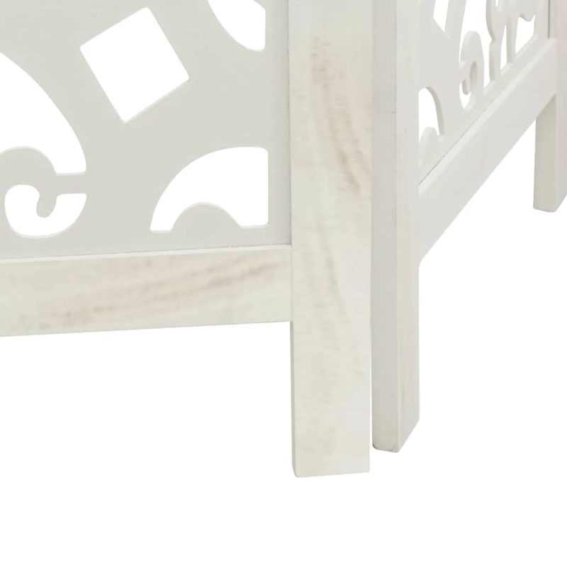 vidaXL 4-paneļu istabas aizslietnis, balts, paulonijas masīvkoks