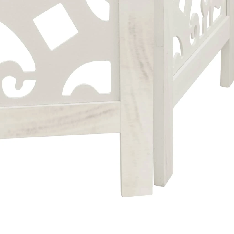 vidaXL 5-paneļu istabas aizslietnis, balts, paulonijas masīvkoks