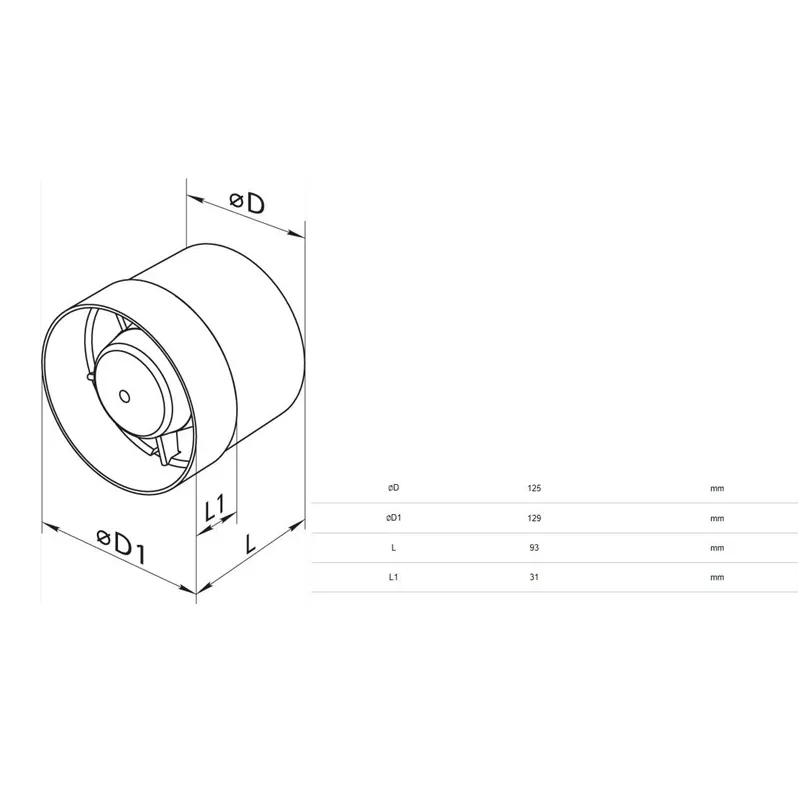 Ventilators aksiaalne-gaisvadu Haushalt 125VKO, 12.5 cm