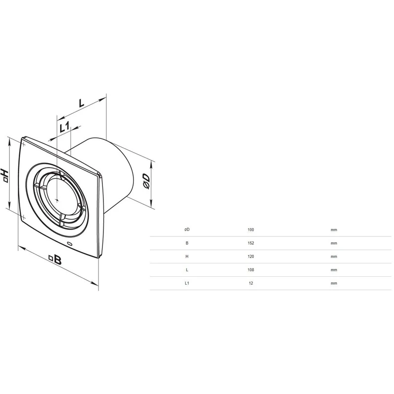 Ventilators 100x1 haushalt