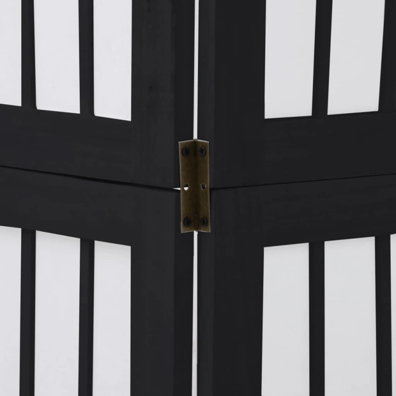 vidaXL 3-paneļu istabas aizslietnis, melns, paulonijas masīvkoks