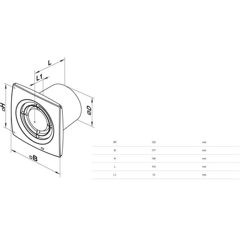 Ventilators 125x1v haushalt