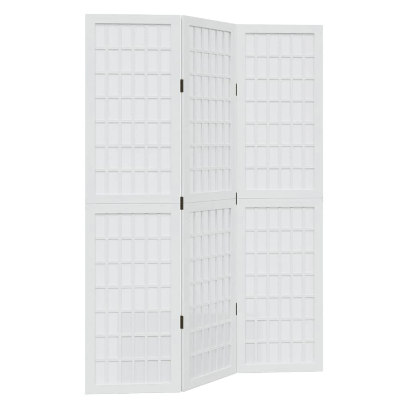 vidaXL 3-paneļu istabas aizslietnis, balts, paulonijas masīvkoks
