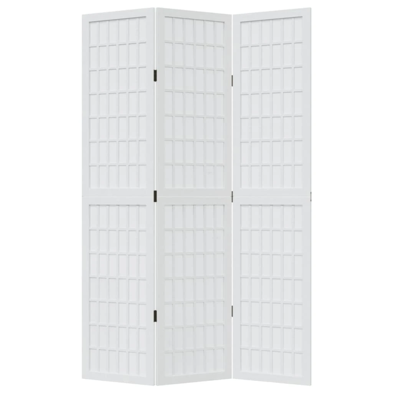 vidaXL 3-paneļu istabas aizslietnis, balts, paulonijas masīvkoks