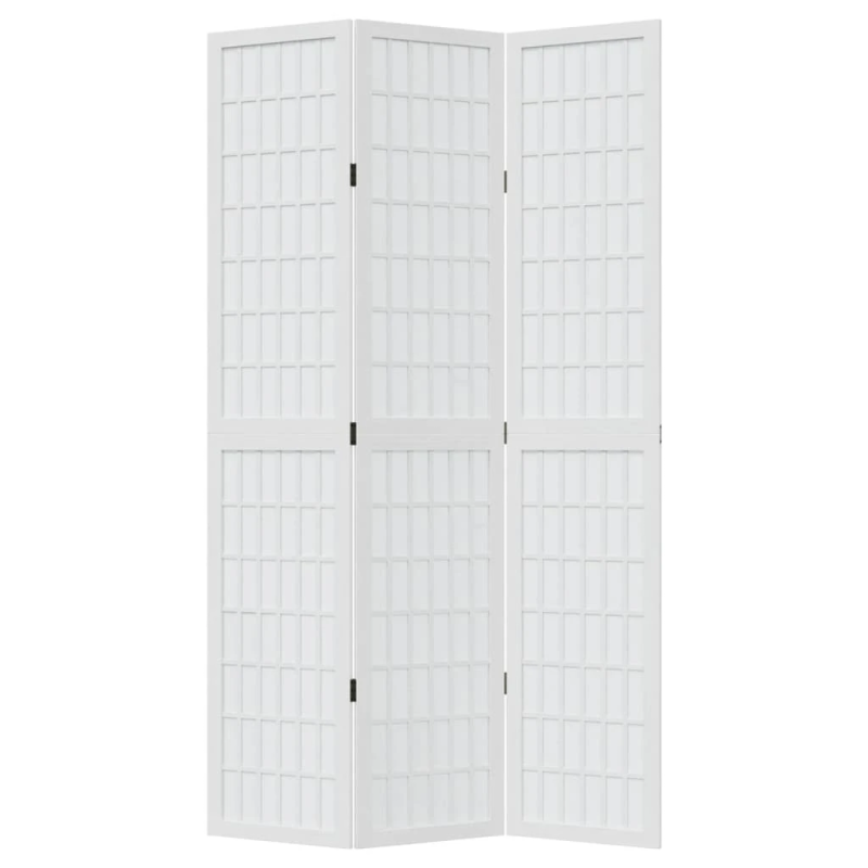 vidaXL 3-paneļu istabas aizslietnis, balts, paulonijas masīvkoks