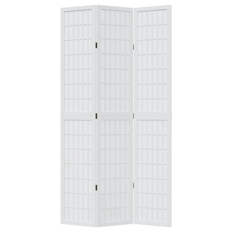 vidaXL 3-paneļu istabas aizslietnis, balts, paulonijas masīvkoks