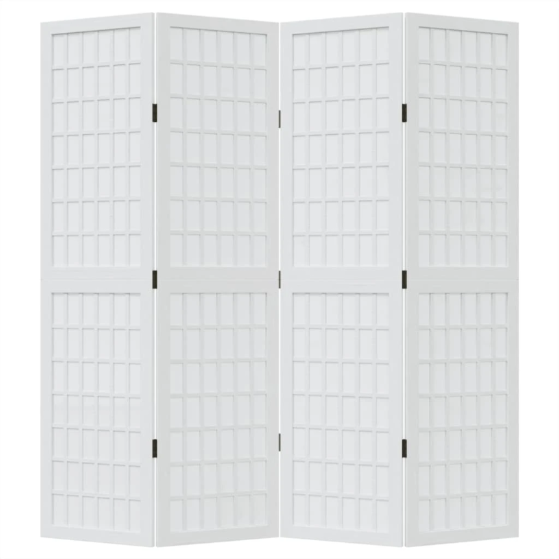 vidaXL 4-paneļu istabas aizslietnis, balts, paulonijas masīvkoks