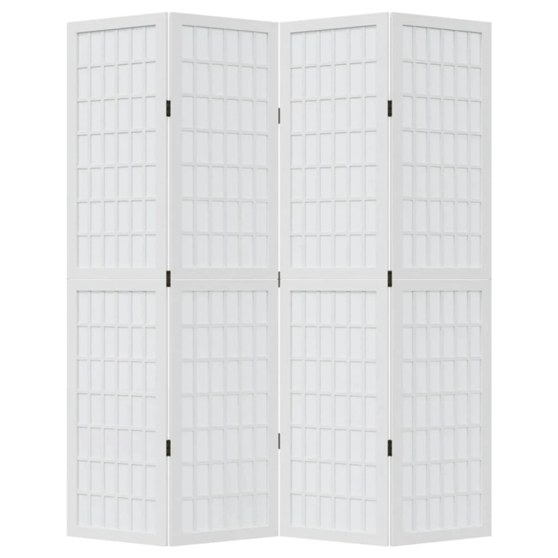 vidaXL 4-paneļu istabas aizslietnis, balts, paulonijas masīvkoks
