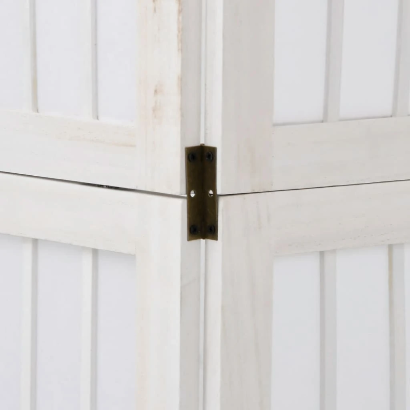 vidaXL 4-paneļu istabas aizslietnis, balts, paulonijas masīvkoks