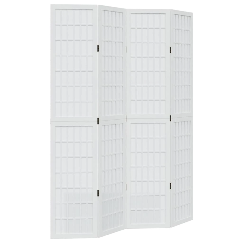 vidaXL 4-paneļu istabas aizslietnis, balts, paulonijas masīvkoks