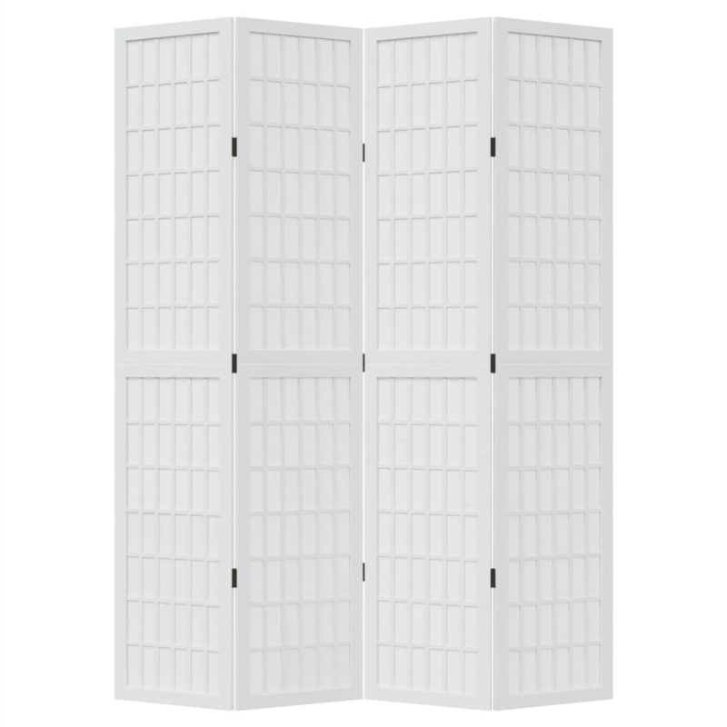 vidaXL 4-paneļu istabas aizslietnis, balts, paulonijas masīvkoks
