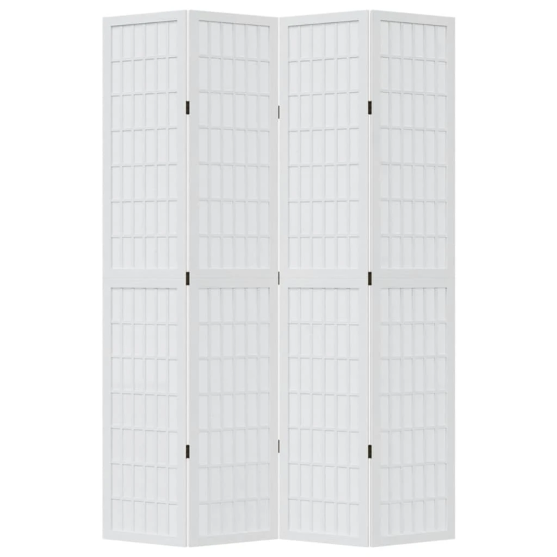 vidaXL 4-paneļu istabas aizslietnis, balts, paulonijas masīvkoks