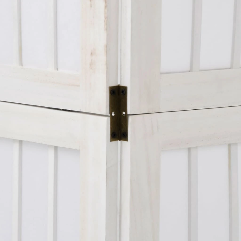 vidaXL 5-paneļu istabas aizslietnis, balts, paulonijas masīvkoks